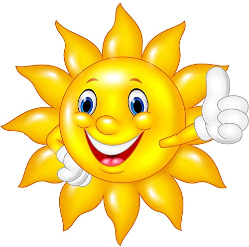 Kleberio selbstklebender Aufkleber Sticker Sonne 20 x 19 cm Sticker für Kinder Autoaufkleber Bild Dekoration Set Car Motorradhelm Caravan Wohnwagen