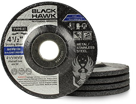BHA Depressed Center Metal Grinding Wheels for Angle Grinders, 4.5” x 1/4” x 7/8” - 5 Pack