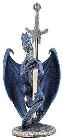 Ebros Rut Thompson Drachenfigur mit Drachenbuchöffner, Klinge 29,5 cm hoch Midnight Storm Blade