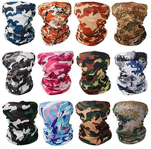 GUIFIER 12 PCS Bandanas Multifuncionales Elásticas,Bragas de cabeza Magic Bufanda Diadema Cintas Deportivas para el Pelo,Pañuelo Tubo Bufanda Bandana Mágica Máscara para Yoga, Senderismo, Montar