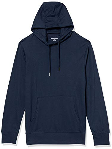 Amazon Essentials Sweatshirt à Capuche Entièrement en Jersey Léger Homme, Bleu Marine, L