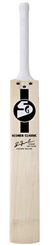 SG Scorer Classic - Mazza da cricket per uomo e ragazzo (beige, taglia 5), materiale: salice del Kashmir, leggera, copertura inclusa, pronta per giocare, per giocatori intermedi | ideale per palla in