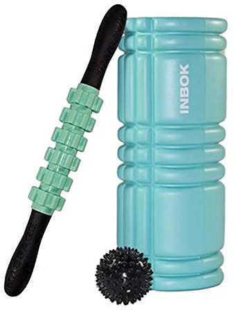 KUANDARMX Stark Massage Roller Set - Schaumrolle Spiky Ball Roller Stick Lacrosse Ball für Myofascial Release Tiefengewebemuskelmassage Trigger Point Anwesend, Blue