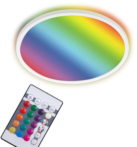 BRILONER Leuchten - LED Panel, Deckenleuchte dimmbar, Deckenlampe, RGB, Farbsteuerung, Backlight, inkl. Fernbedienung, 22 Watt, 2.700 Lumen, 4.000 Kelvin, Weiß, Ø 42cm