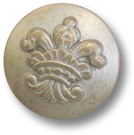 5er Set elegante silber messingfarbene Motivknöpfe aus Kunststoff mit heraldischer Lilie, Ø: ca. 23mm