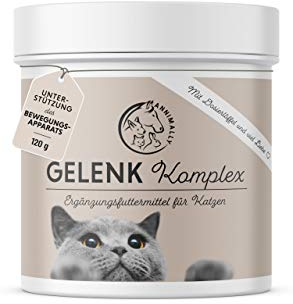 Annimally Gelenk Pulver für Katzen I 120g für 4 Monate - Die Alternative zu Gelenktabletten - Gelenkfit Pulver mit Grünlippmuschel, MSM, Teufelskralle, Taurin, Glucosamin und Kurkuma