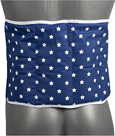 Wärmekissen Johanniskernkissen Gürtel mit Klettverschluss - ca. 135cm - 7-Kammer. Körnerkissen - Sterne-blau