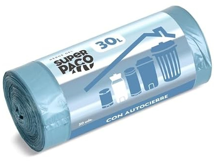 DIA SUPER PACO bolsa de basura con autocierre azul 30 lt rollo 30 uds