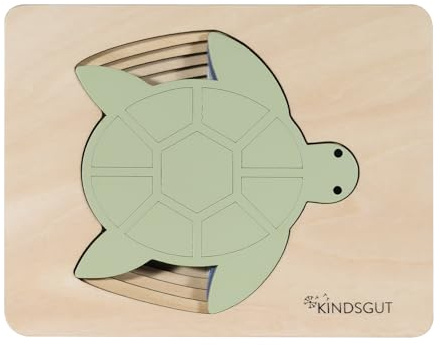 Kindsgut Tierpuzzle Schildkröte, Lagenpuzzle, Motorikspielzeug aus Holz | praktische Größe für zuhause und unterwegs