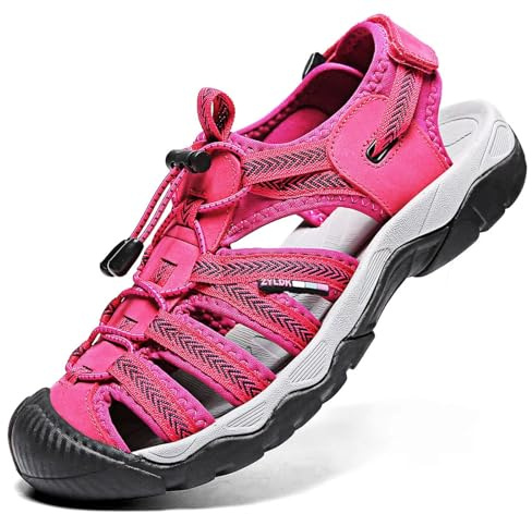 ZYLDK sandalias de mujer Sandalias Verano Exterior Senderismo Sandalias cerradas de goma para deportivas mujeres