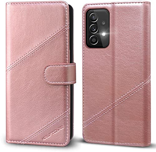 KRAFTCARE Handyhülle für Samsung Galaxy A53 Hülle | Klapphülle mit Premium PU Leder, 3 Kartenfächer + Geldscheinfach, Ständer, Stoßfeste, RFID Blockierung, Rosa