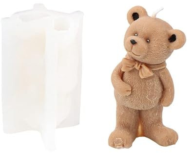 Xidmold 3D Bär Silikonform Tier Bär Kerzenform Seifenform, Bär Silikon Backform Kuchenform für Fondant, Tortendeko, Schokolade, Seife, Sojawachs Kerzen, Handwerk (A)