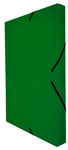 Raylu Paper – Carpeta de Proyectos Mate de tamaño A4 con lomo de 3 cm, carpeta de cartón resistente y cierre con gomas para proyectos escolares u oficina, Archivador tamaño 34 x 24 cm (Verde)