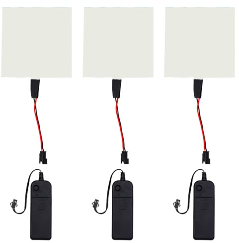 Elektrolumineszierende Paneele, EL-Platten, Licht, EL-Blätter, 10 cm x 10 cm, Ein/langsames Blinken/schnelles Blinken, 3er-Pack (3, Eisblau, 10 x 10 cm)