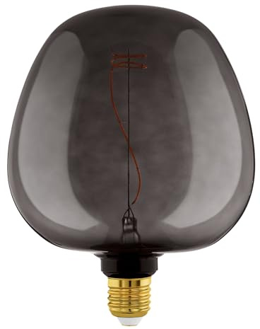 EGLO XXL E27 Lampe dimmbar, Spiral LED Retro Glühbirne Big Size | extra-großes Vintage Deko Leuchtmittel in Schwarz, 4 Watt, 40 Lumen, warmweiß, 2000 K, L 25,5 cm