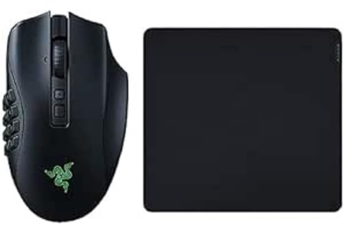 Razer Naga V2 Pro + Gigantus V2 Large - Souris de Jeu sans Fil MMO avec molette HyperScroll Pro, capteur Optique 30K et Tapis de Souris de Jeu Souple pour la Vitesse et Le contrôle