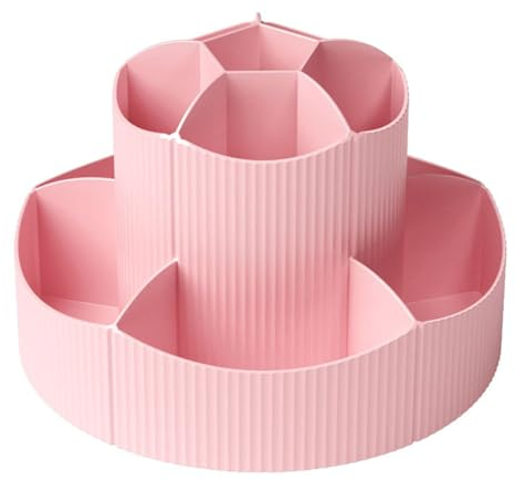 Mfshiye 11 Grids 360 Grad rotierenden Bleistift Halter für Schreibtisch Büro Desktop Schreibwaren Storage Box Student große Kapazität multifunktionale Stifthalter Make-up Pinsel Storage Box (pink)