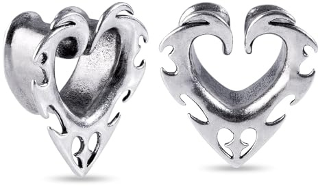 Longbeauty 1 Paar Öffnen Sattel Retro Flesh Ohrtunnel Ohrmesser Piercing Ohrringe Expander, Silber, 14MM