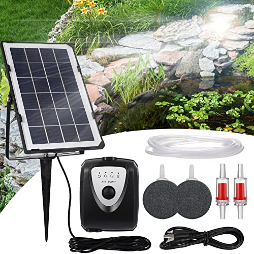 Angoily Solarbetriebene Teichpumpe Portable Sauerstoffpumpe Für Aquarien Und Gartenteiche Usb Und Solaraufladung Leise Und Effizient Zur Belüftung Von Fischen Und Aquakulturen