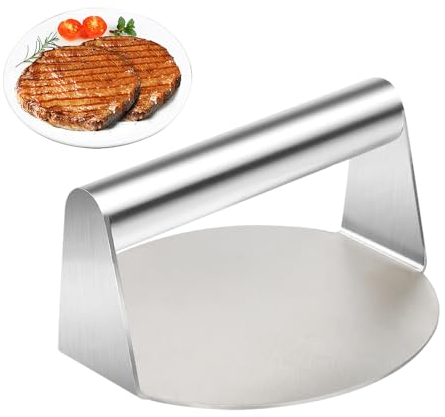 Atliberswo Burgerpresse, 5,5-Zoll-Runde Edelstahl-Burgerpresse, Edelstahlmaterial, spülmaschinenfest, geeignet für die Zubereitung von Frikadellen, Hamburgern, Grillgerichten usw(16 cm)