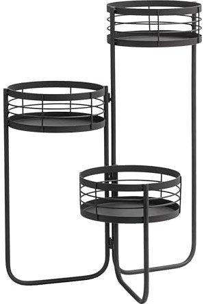 Dehner Blumentreppe, Blumenregal frostbeständig, Pflanzentreppe Indoor / Outdoor, ca. 48 x 58 x 48 cm, Eisen / Blech, schwarz