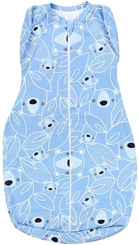TupTam Baby Pucksack Swaddle Bag Wattiert Babyschlafsack unisex, Farbe: Unwattiert 0.5 TOG/Bärchen Blau, Größe: 3-6 Monate