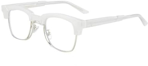 MUTYNE Fashion Square Damen Luxus Sonnenbrille Retro Klare Linse Halbmetall Herren Brillengestell,Weiß klar,Einheitsgröße