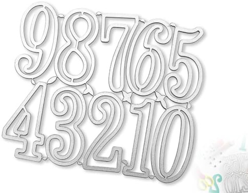 Lhbwhiz Plantilla para Cortar y Estampar Números - Troqueles de Metal para Tarjetas (Plata, 13,5 x 11,5 cm)