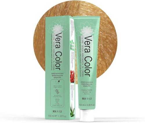 Vera Color - Biondo Chiarissimo Dorato 9.3 - Colorazione Professionale Long Lasting in Crema Senza ammoniaca con Cheratina Vegetale, Aloe Vera e Bacche di Goji - Copertura Capelli Bianchi - 100ml