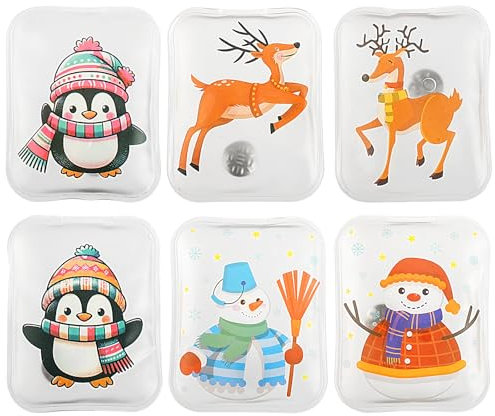 Taschenwärmer Handwärmer, Faszinierende Handwärmer Kinder Set: 6 Stück Wiederverwendbar Taschenheizkissen für Unterwegs Winter Wichtelgeschenk mit Winter Pinguin Motiven Stern/Weihnachtsbaum Muster