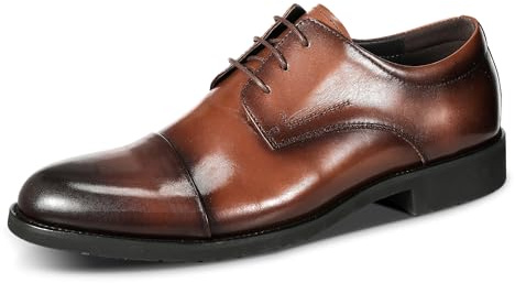Allthemen Scarpe Derby da Uomo Scarpe Basse Oxford Eleganti da Lavoro Formali Vintage Stringate Marrone 44 EU