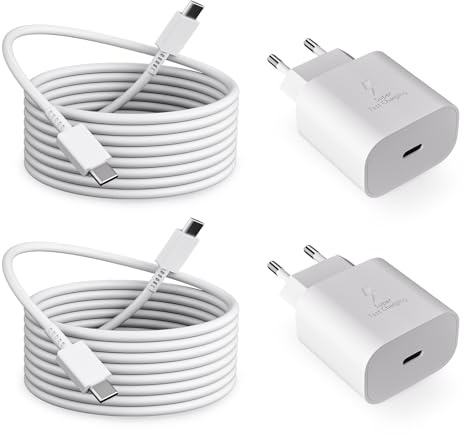 Chargeur pour Samsung Charge Rapide (2-Pack), 25W USB C Chargeur Ultra Rapide et 2M Cable Type C pour Samsung Galaxy A72 A55 A54 A53 A40 A34 A25 A15 A14 A13, S25 S24 S23 S22 S21 S20 FE/Ultra S10