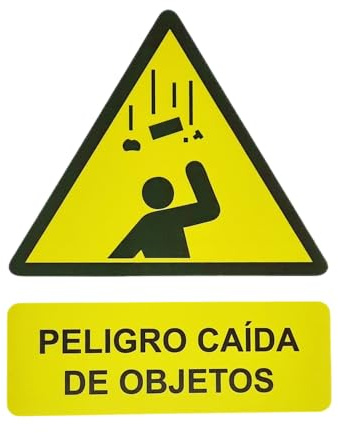 FERRETELIX® Cartel PVC ¡Peligro! Caida de objetos 40 cm x 30 cm
