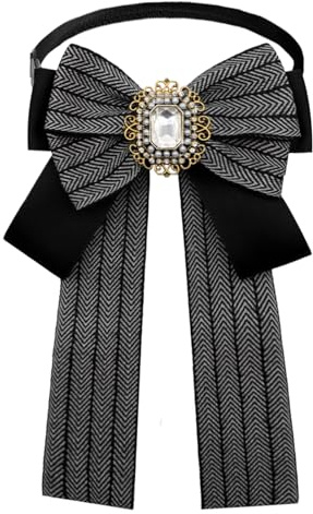 GHTIYLP Womens Bow Tie Adjustable Rhinestone Bowtie for Women Ladies Girls Pre-tied Womens Tie for Shirt Suit Uniform (Black)