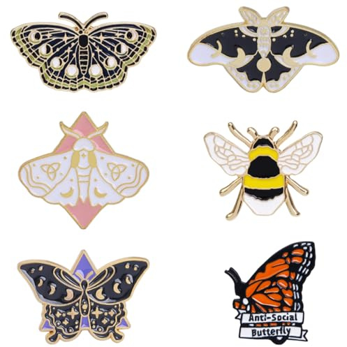 DWFEYOI 10 Stück Schmetterling Brosche Emaille Glühwürmchen Motte Insekt Anstecknadel Hutnadel Abzeichen Kleidung Rucksack Zubehör,anstecker pin,broschen,pin anstecker