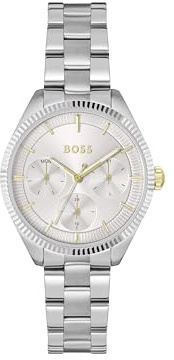 BOSS Montre Analogique Multifunction à Quartz pour Femme Collection Sage Sport avec Bracelet en Acier Inoxydable Argenté - 1502800
