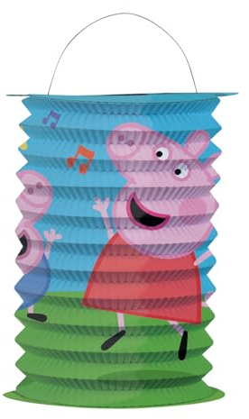 TIB Heyne Zuglaterne * Peppa Pig * als Deko oder Spiel für Kindergeburtstag, Halloween oder Karneval | 25cm, aus Papier | Schweinchen Wutz Mottoparty Party Laterne