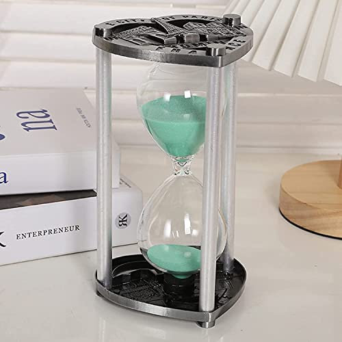 BDSHGRDH minuteur de Sable， Metal Frame Decorative 5/10 Minute Children's Hourglass,Tooth Brushing/Bathing/Cooking/Cleaning Timer,Study Office Decoration(Blue,10 Minutes 14.6 * 8cm)