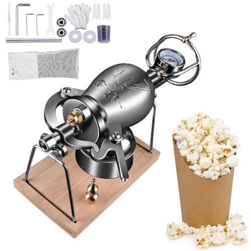 Popcorn-Maschine, 260 ml, Edelstahl, manuelle Popcorn-Maschine mit Manometer, für Familientreffen und Partys