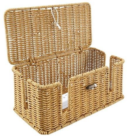 QINGLANG Cable Management Box Extension Lead Box Cable Tidy Boxs with Lid TV Power Stripe Tidy Boxs Under Desk Cable Organizer Storage for Hiding Power Strips and Electrical Cords 33x15x13cm