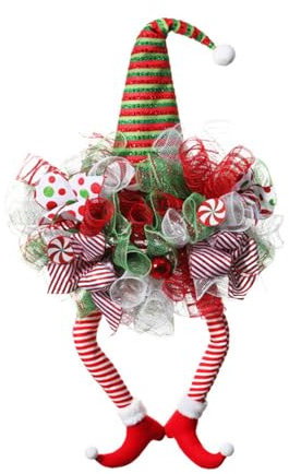 Langbeiniger Puppenkranz, festliche Feiertagsdekorationen, dekorativer Weihnachtskranz für Innen- und Außenbereich, Türdekoration