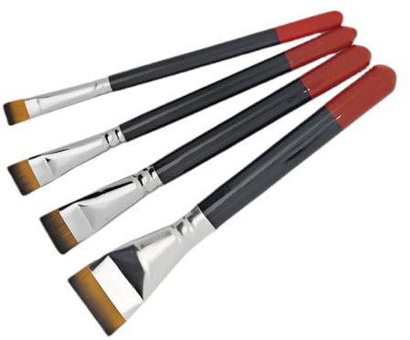 4-teiliges Set mit kurzhaarigen Nylonpinseln, Lackzubehör, großer Lackpinsel, Ölmalerei-Werkzeuge, Kunst, kleiner flacher Stift (4-teiliges Set mit hängendem Schwanz, rot)