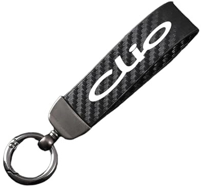 Générique Fibre De Carbone Porte-Clés De Voiture pour Ren-Ault Clio, Porte-Clés avec Anneau en D Pivotant à 360°,Black-12.5cm