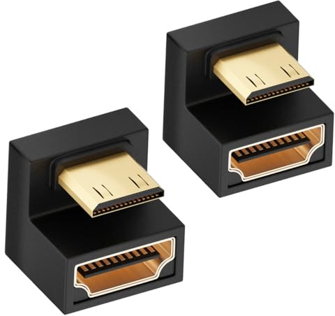 Lot de 2 adaptateurs HDMI vers Mini HDMI coudé à 360 ° - En forme de U - Mini HDMI mâle vers HDMI femelle - Pour appareils photo numériques 8K/4K 3D 1080P - Moniteurs, DVR