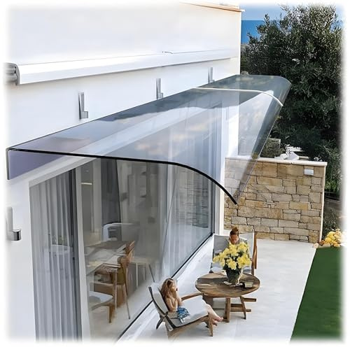 Marquesina para Puertas y Ventanas Exterior, Toldo para Puerta de Entrada, Toldo Cubierta de Policarbonato Transparente Protección Lluvia para Jardín Porche Balcón 40~500cm