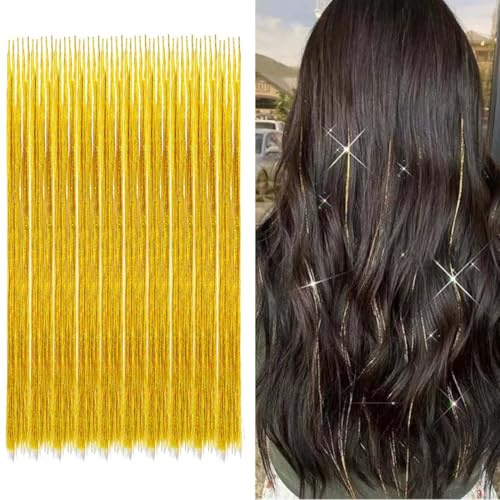 10 pezzi Set di tinsel per capelli con brillantini, orpelli, tinsel colorati, 120 cm, ciocche di capelli da intrecciare, per ragazze e donne, accessori per feste