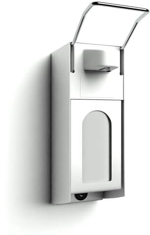 Horn Medical Wandspender aus hochwertigem Aluminium für 500ml Euroflaschen, Seife, Desinfektionsmittel/inkl. Leerbehälter & Wandbefestigung (Spender mit Abschließblech)