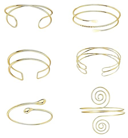 Qwrqwr Armreif Silber Oberarmreifen Armreifen Verstellbare Punk-Armband für Damen Wasserdichter Armreif Oberarm Schmuck für Partys und Besondere Anlässe