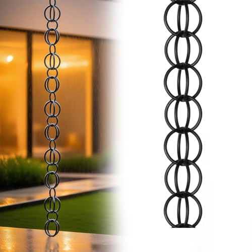 Poxvythb Cadena de Lluvia, Cadena De Lluvia De Aluminio, Lluvia Bajante De, Desviador del Agua de Lluvia de los Bajantes de los Canales, Cadena de Lluvia Exterior(4ft)
