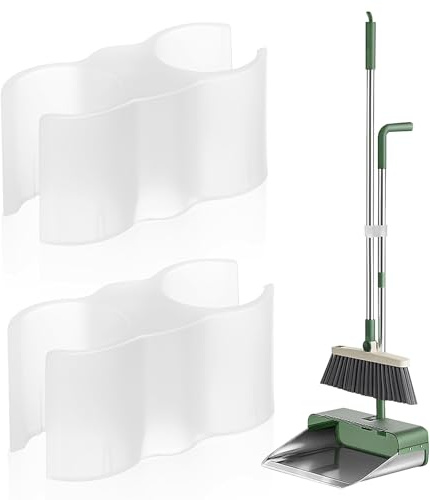Gogogmee 2pcs Double Tube Dustpan Broom Clip Clamp Secure Cleaning Link Broom-to-Dustpan Handle Connector Accessory for Household Dustpan and Broom Set